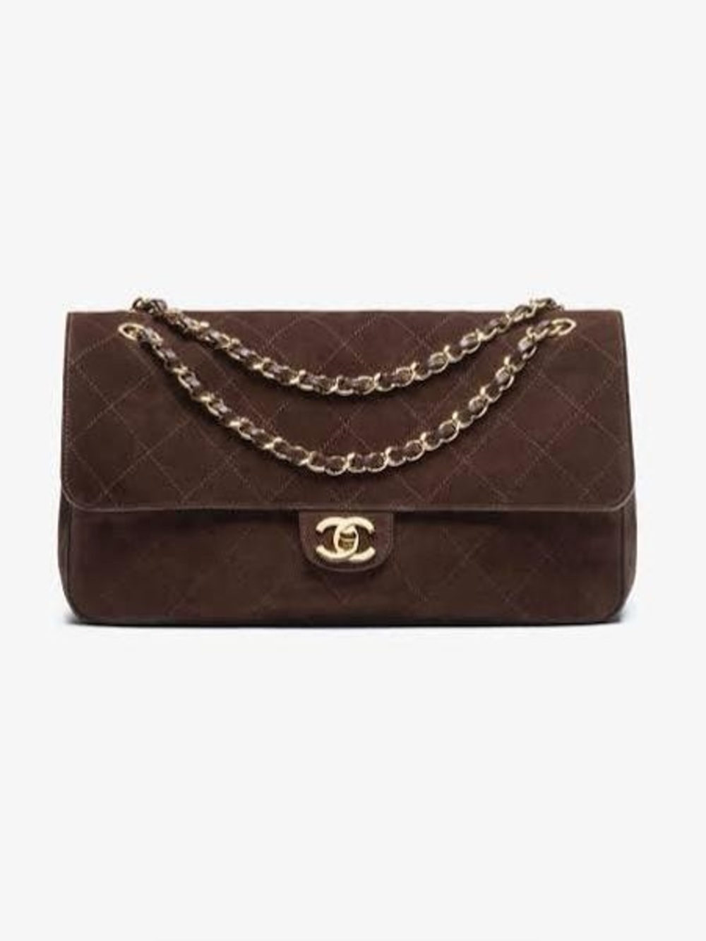 Double-Chain Flap Bag in Brown
